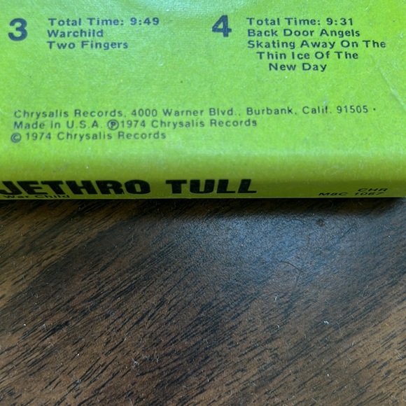 Jethro Tull War Child 1974 Chrysalis Records vintage 8-track cartridge - Picture 7 of 15